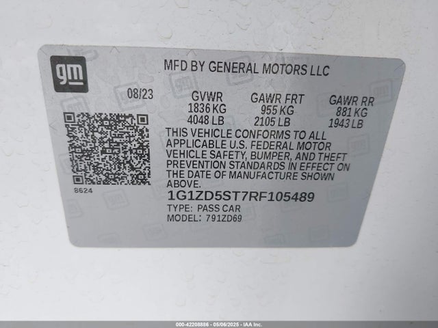 1G1ZD5ST7RF105489 Chevrolet Malibu Fwd 1lt