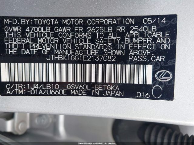JTHBK1GG1E2137082 Lexus ES 350