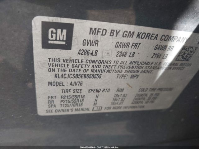 KL4CJCSB5EB650555 Buick Encore Leather