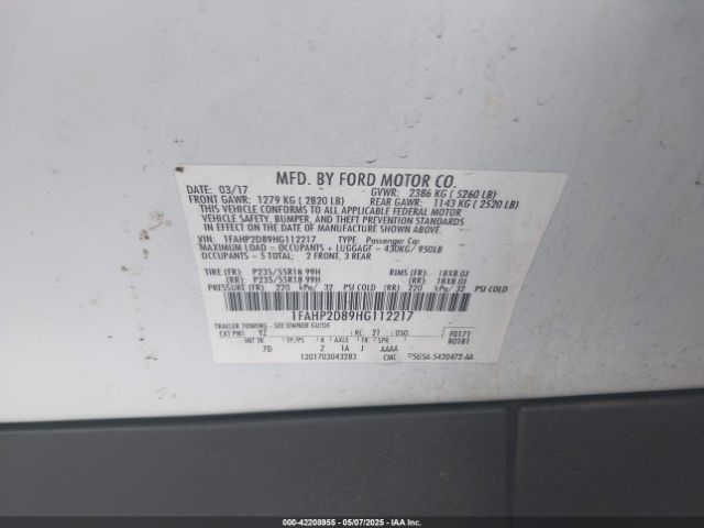 1FAHP2D89HG112217 Ford TAURUS SE