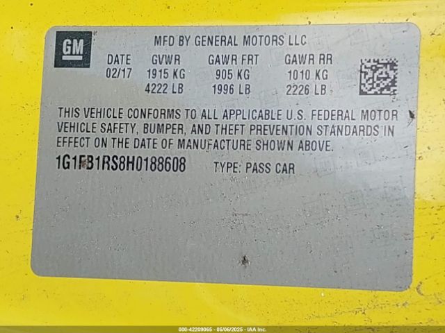 1G1FB1RS8H0188608 Chevrolet Camaro 1lt