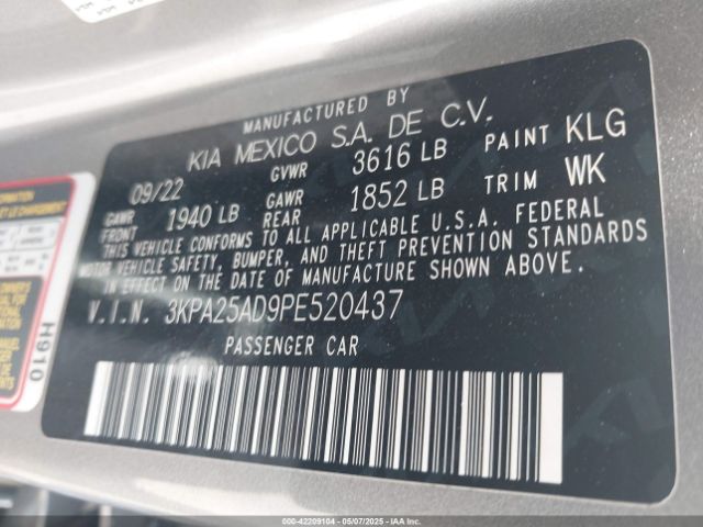 2023 KIA RIO 5-DOOR 3KPA25AD9PE520437 Photo 8