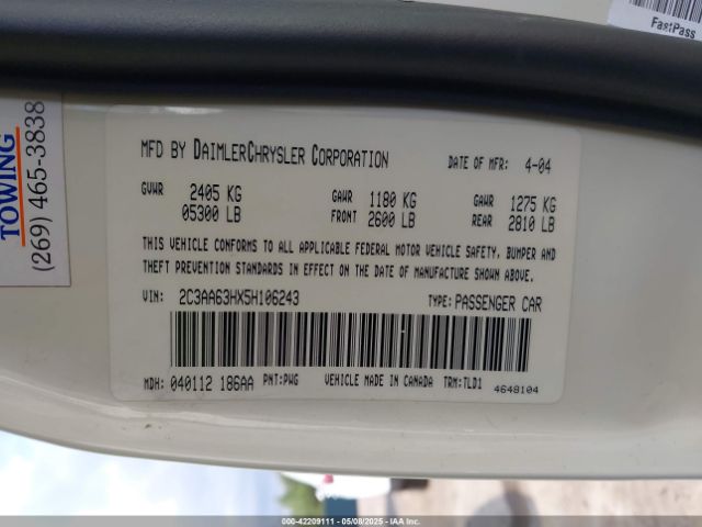 2005 CHRYSLER 300C 2C3AA63HX5H106243 Photo 8