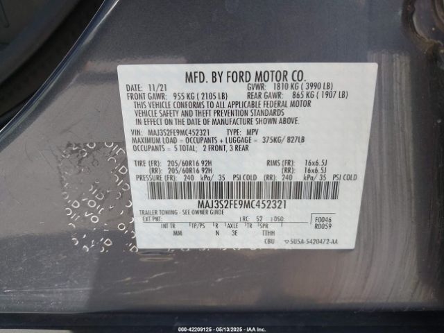2021 FORD ECOSPORT MAJ3S2FE9MC452321 Photo 8