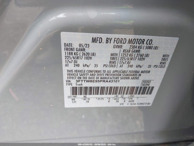 3FTTW8E95PRA43101 Ford Maverick Xlt