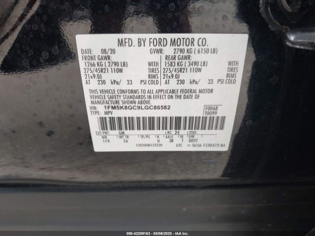 1FM5K8GC9LGC86582 Ford Explorer St