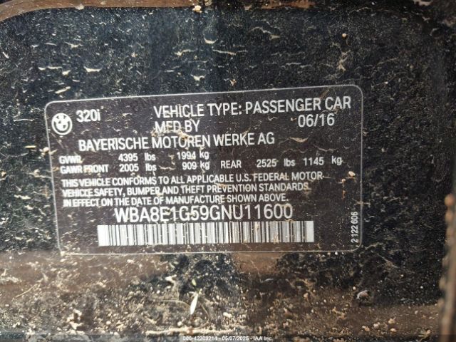 WBA8E1G59GNU11600 BMW 320i