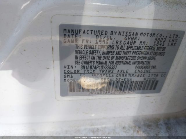 3N1AB7AP1GY226327 Nissan Sentra Fe+ S/s/sl/sr/sv