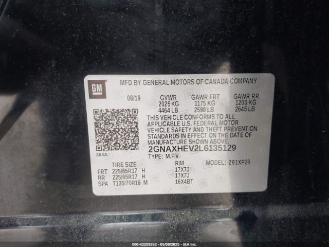 2020 CHEVROLET EQUINOX 2GNAXHEV2L6135129 Photo 8