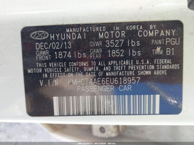 KMHCT4AE6EU618957 Hyundai ACCENT GLS