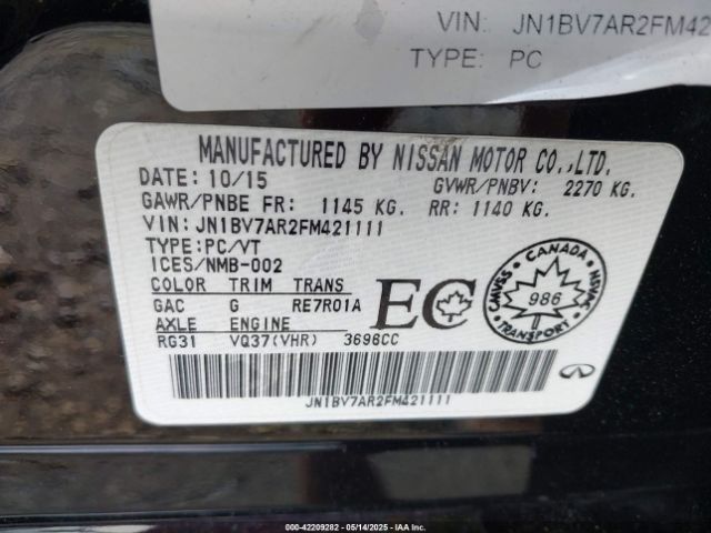 JN1BV7AR2FM421111 Infiniti Q50 Premium/sport