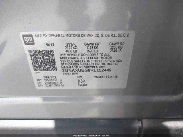 3GNAXUEG8RL152449 Chevrolet Equinox Awd Lt
