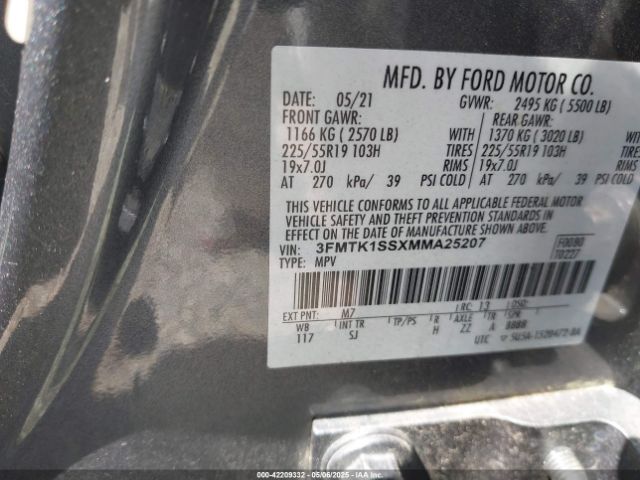3FMTK1SSXMMA25207 Ford Mustang Mach-e Select
