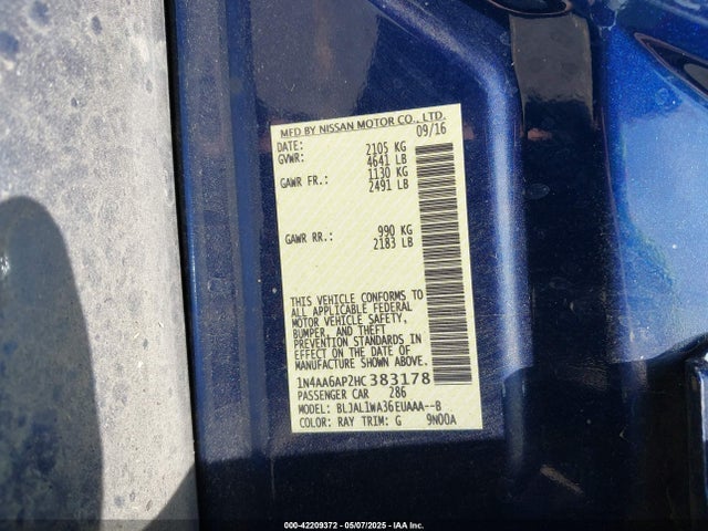 1N4AA6AP2HC383178 Nissan Maxima 3.5 Sr