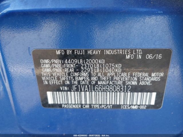 JF1VA1L66H9808312 Subaru Wrx Limited