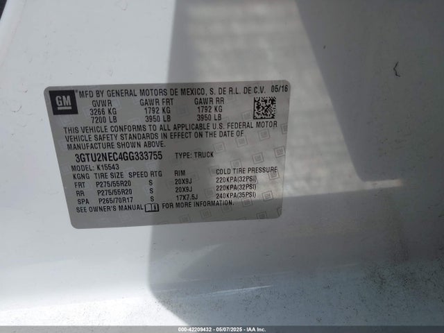 3GTU2NEC4GG333755 GMC Sierra 1500 Slt