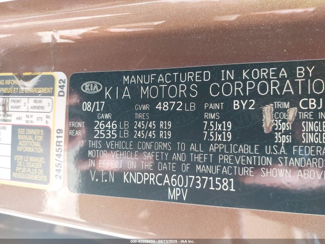 KNDPRCA60J7371581 KIA Sportage Sx Turbo