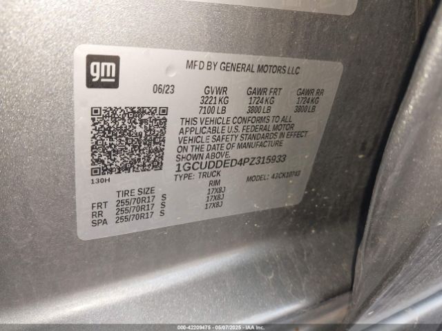 1GCUDDED4PZ315933 Chevrolet Silverado 1500 4wd  Standard Bed Lt