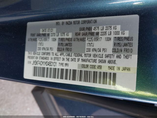 JM3KFACM1M0460101 Mazda Cx-5 Touring