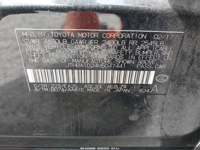 JTHBA1D24H5047441 Lexus IS 200T