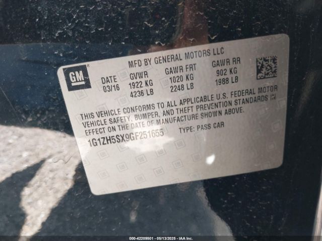 1G1ZH5SX9GF251655 Chevrolet Malibu Premier