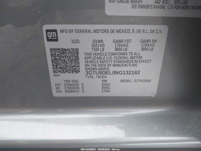 3GTU9DEL0NG132163 GMC l87