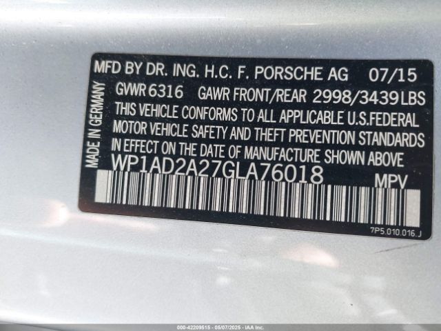 2016 PORSCHE CAYENNE WP1AD2A27GLA76018 Photo 8