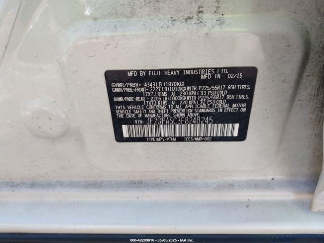 JF2GPASC3F8248245 Subaru Xv Crosstrek 2.0i Limited