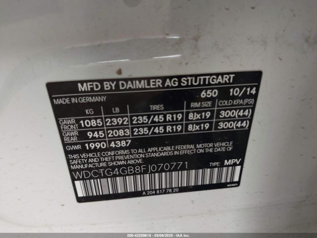 2015 MERCEDES-BENZ GLA 250 WDCTG4GB8FJ070771 Photo 8
