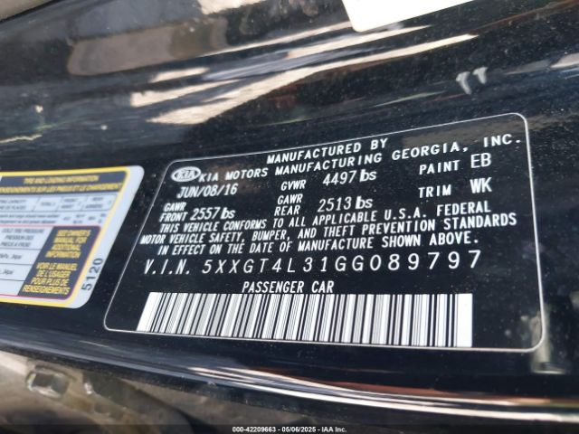 2016 KIA OPTIMA 5XXGT4L31GG089797 Photo 8