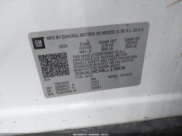 3GKALMEV8LL178936 GMC Terrain Fwd Sle
