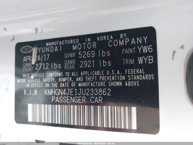 KMHGN4JE1JU233862 Genesis G80 3.8