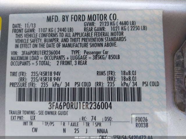 Ford 2014 2014 3FA6P0RU1ER236004 Image 9
