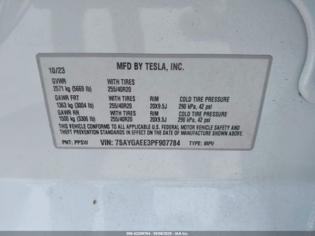 2023 TESLA MODEL Y 7SAYGAEE3PF907784 Photo 8