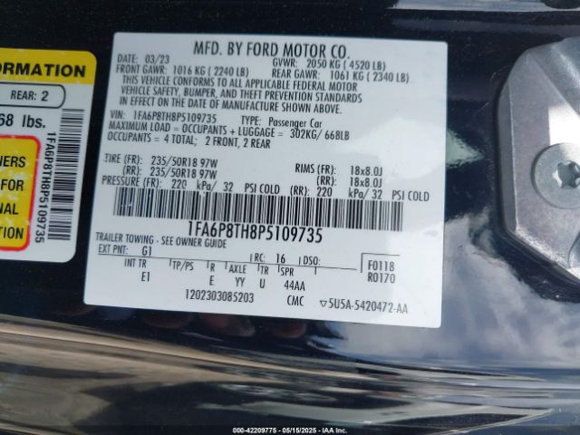 2023 FORD MUSTANG 1FA6P8TH8P5109735 Photo 8