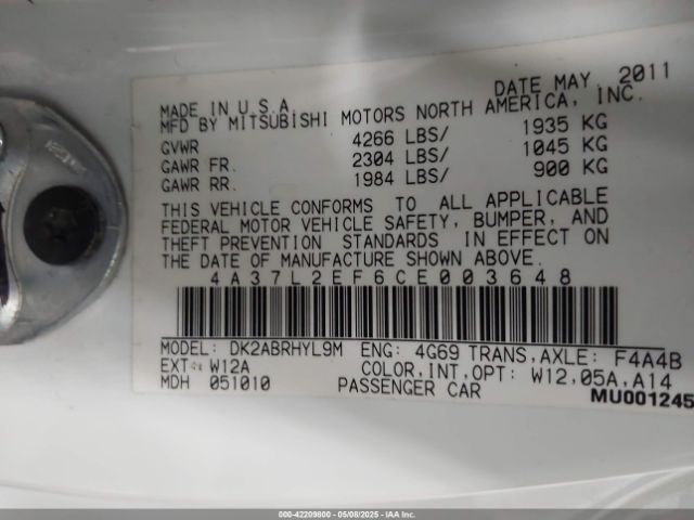 2012 MITSUBISHI ECLIPSE SPYDER 4A37L2EF6CE003648 Photo 8