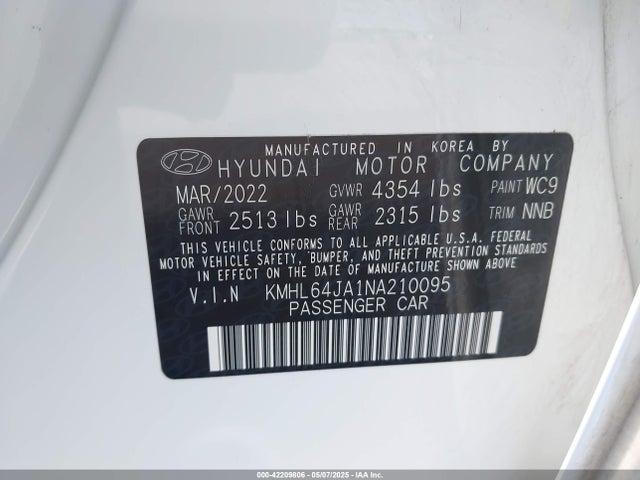 KMHL64JA1NA210095 Hyundai gdi theta iii