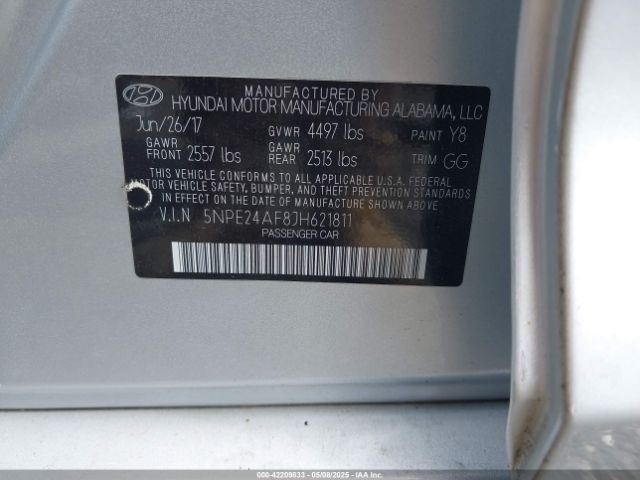 5NPE24AF8JH621811 Hyundai gdi theta-ii