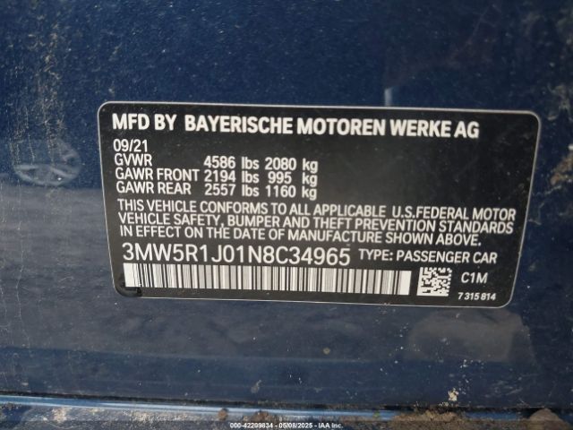 3MW5R1J01N8C34965 BMW 330I
