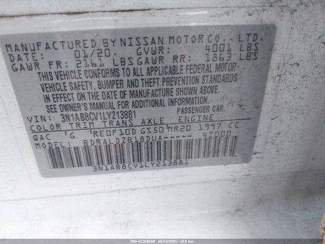 3N1AB8CV1LY213881 Nissan 2020