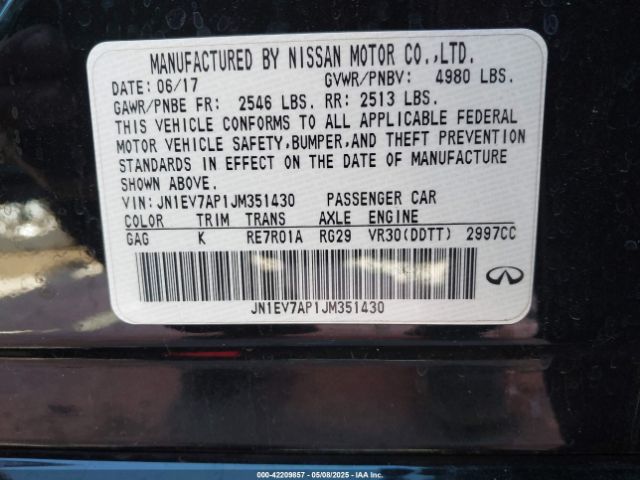 JN1EV7AP1JM351430 Infiniti Q50 3.0t Luxe