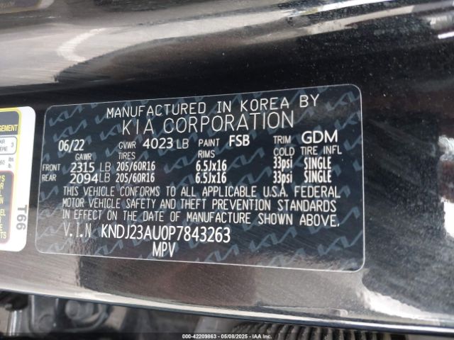 KNDJ23AU0P7843263 KIA SOUL LX