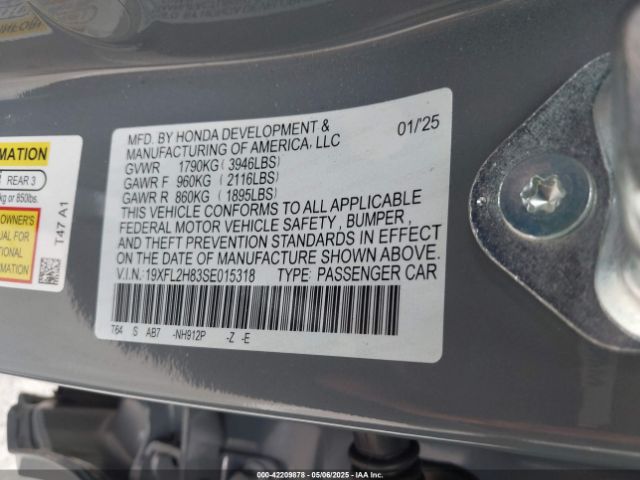 19XFL2H83SE015318 Honda Civic Sport