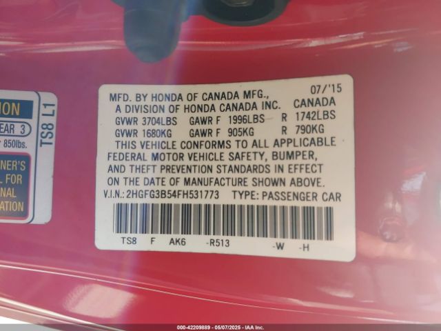 2HGFG3B54FH531773 Honda Civic Lx
