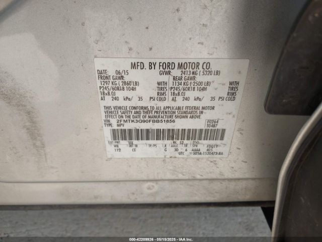 2FMTK3G90FBB51856 Ford EDGE SE