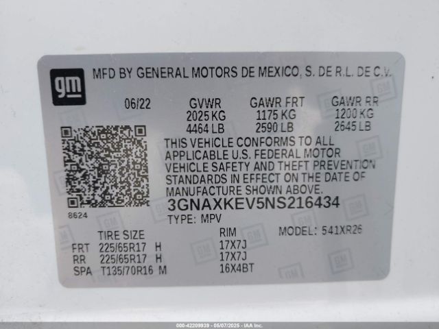 2022 CHEVROLET EQUINOX 3GNAXKEV5NS216434 Photo 8