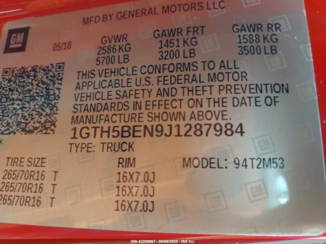 2018 GMC CANYON 1GTH5BEN9J1287984 Photo 8