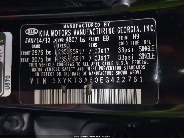 5XYKT3A60EG422761 KIA SORENTO LX