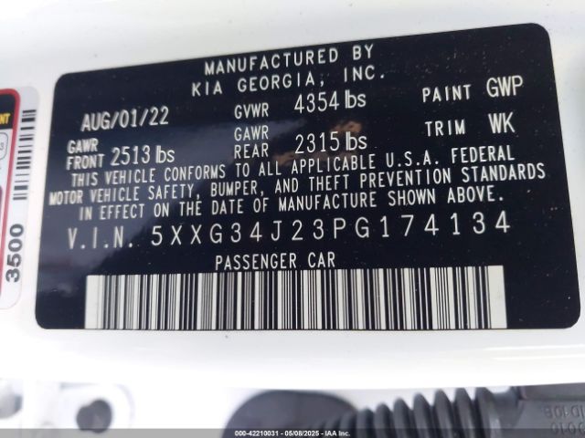 5XXG34J23PG174134 KIA K5 EX