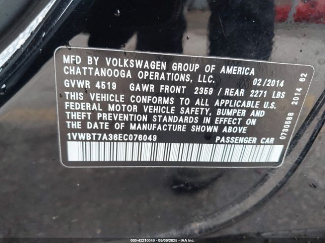 1VWBT7A36EC076049 Volkswagen Passat 1.8t Se